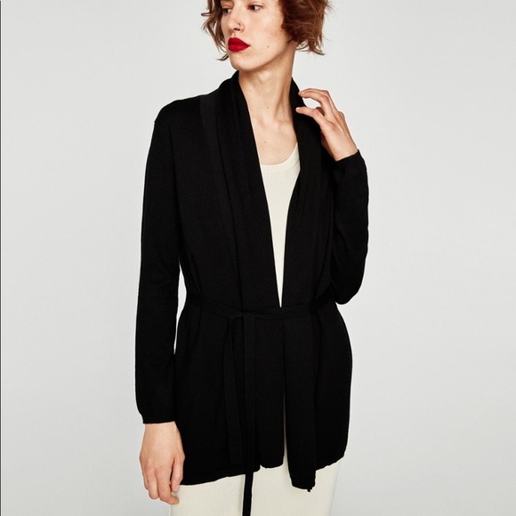 ZARA KNIT medium belted shawl cardigan sweater - Picture 10 of 10